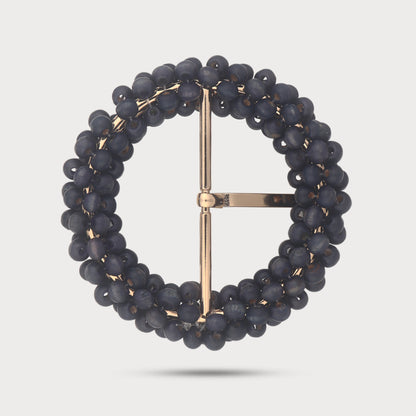 Exclusive Black Beaded Raffia Designer Buckle