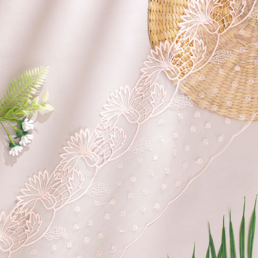 Luxury Broad Peach Color Net Lace