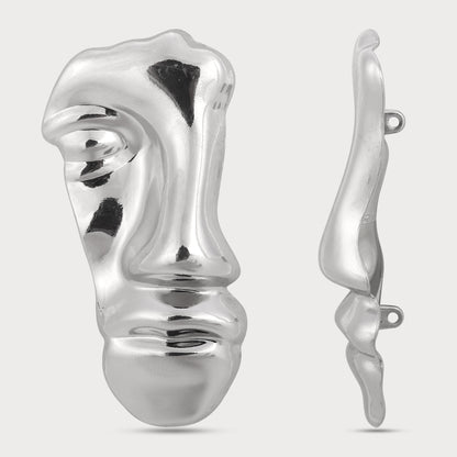 High-Fashion Oversize Designer Silver Button