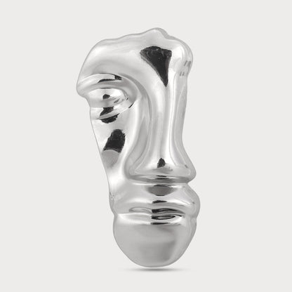 High-Fashion Oversize Designer Silver Button