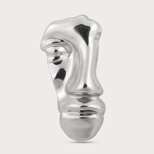 High-Fashion Oversize Designer Silver Button