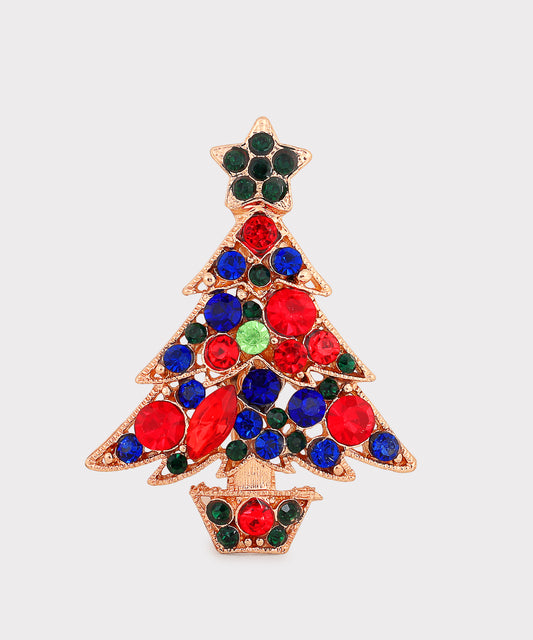 Metal Brooch With Multi Color Stones (Pack Of 1 Pc)