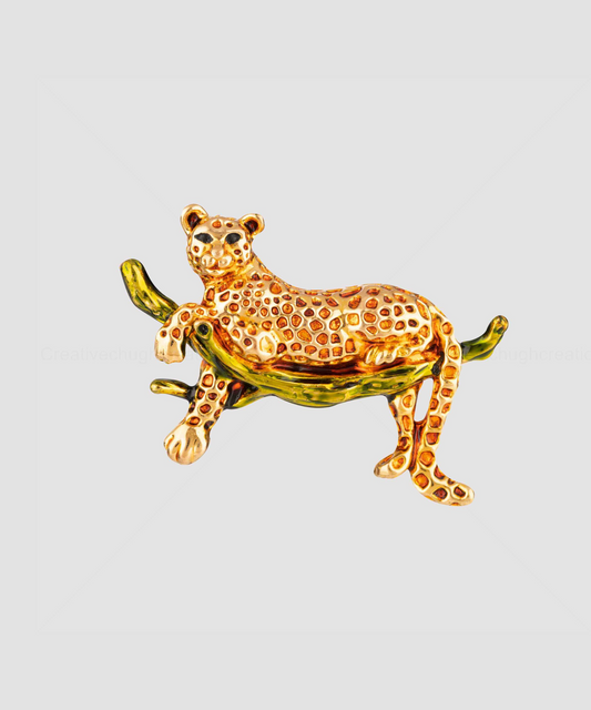 Designer Golden Leopard Brooch (Pack Of 1 Pc)