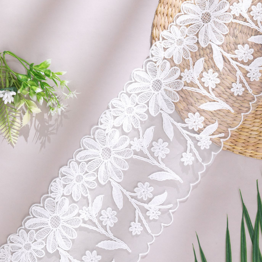 Luxury Broad Flower Pattern Organza Lace