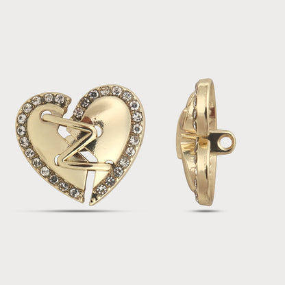 Runway Golden Heart Metal Button