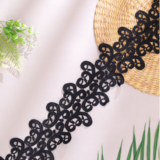 Broad Black Embroidery Lace