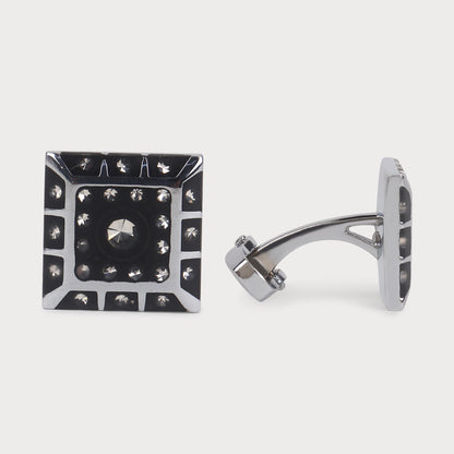 Stone Studded Men's Black Color Cufflink (Pack of 2 Pcs)