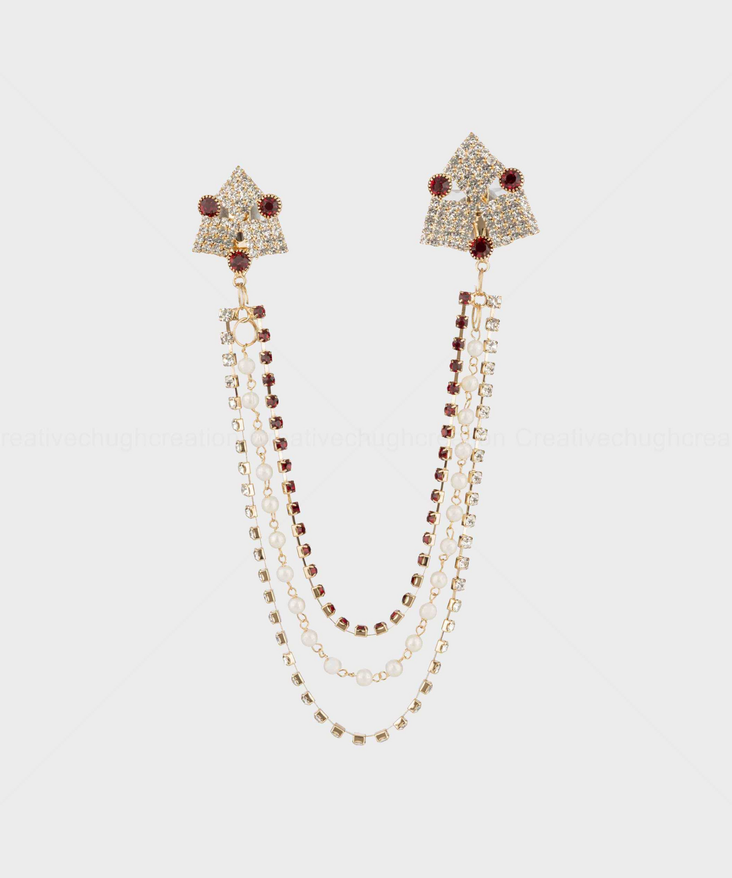 Festive Collection Red Stone Brooch (Pack of 1 Pc)