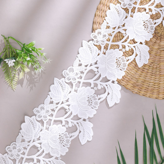 Runway Style White Organza Lace
