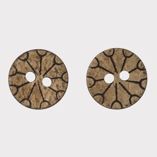 Natural Round 2 Holes Coconut Shell Button (Pack of 25 Pcs)