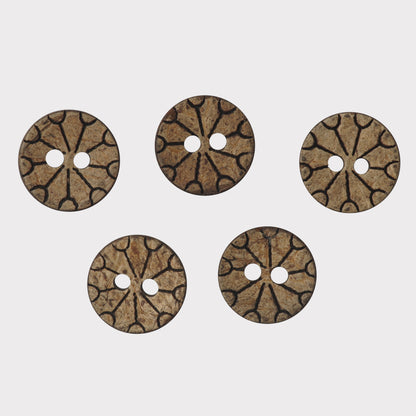 Natural Round 2 Holes Coconut Shell Button (Pack of 25 Pcs)