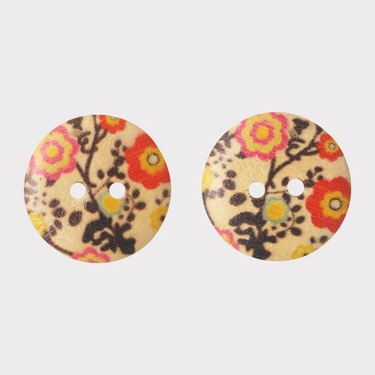Color Printed Wooden Buttons (Pack Of 25 Pcs)
