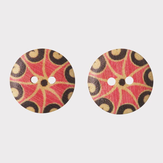 2 Holes Color Printed Latest Wooden Buttons (Pack Of 25 Pcs)