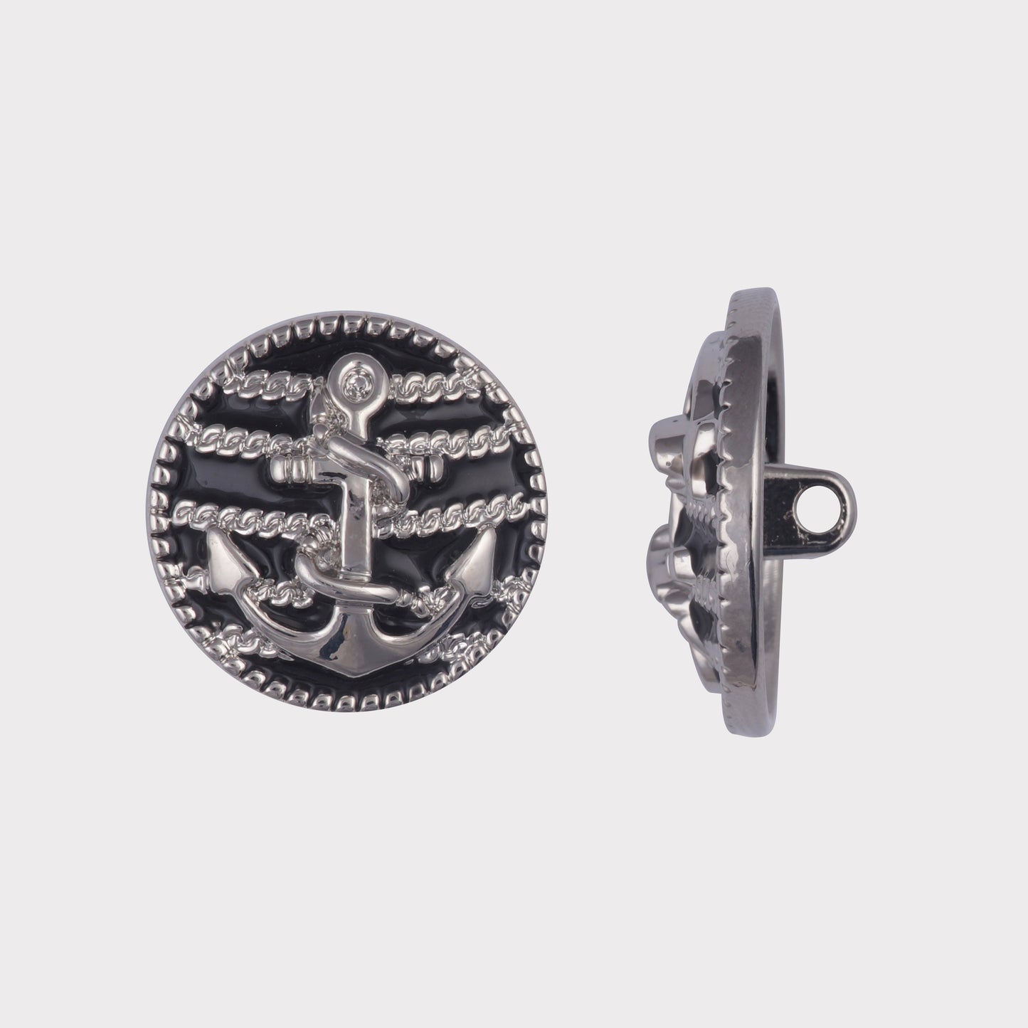 Gun Metal Silver Anchor Button (7 Big & 6 Small)