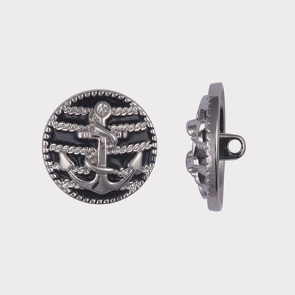 Gun Metal Silver Anchor Button (7 Big & 6 Small)