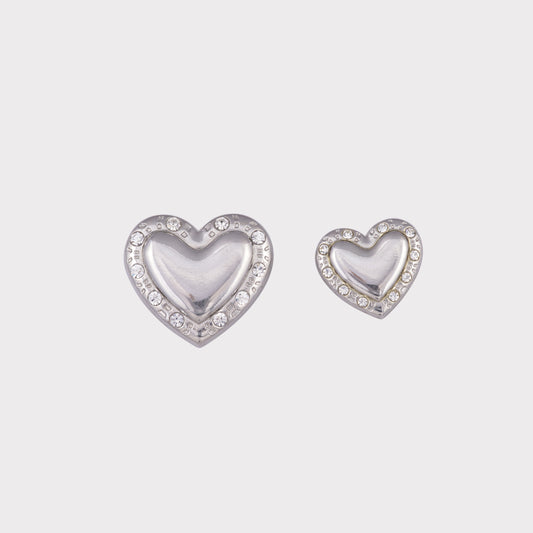 Heart Shape Stone Metal Button (7 Big & 6 Small)