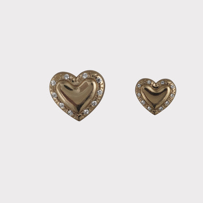 Golden Heart Shape Designer Metal Buttons (7 Big & 6 Small)