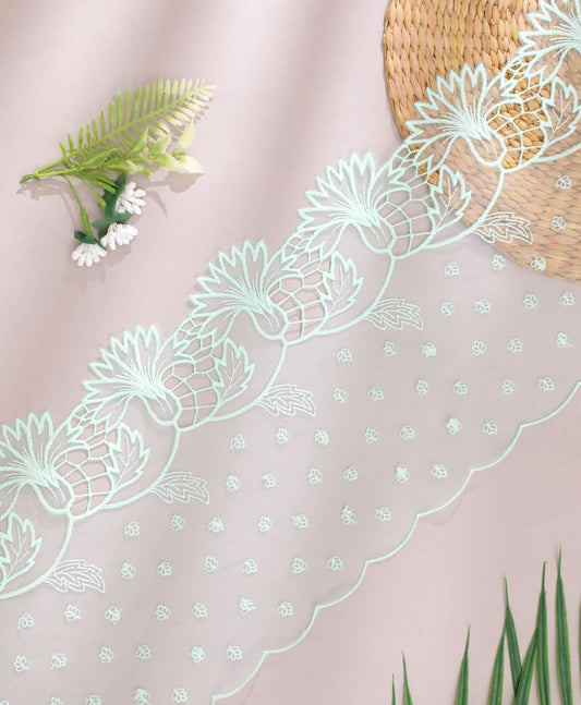 Luxury Broad Pastel Green Color Net Lace