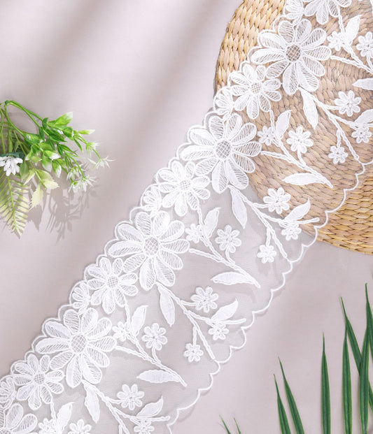 Luxury Broad Flower Pattern Organza Lace