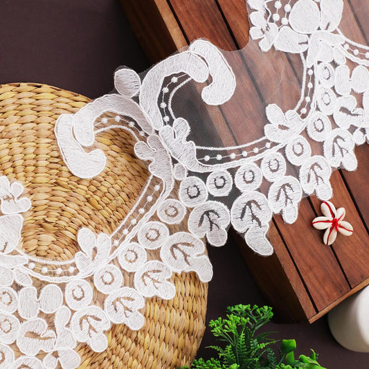 Mesh Organza Lace with Sleek Wave Cuts