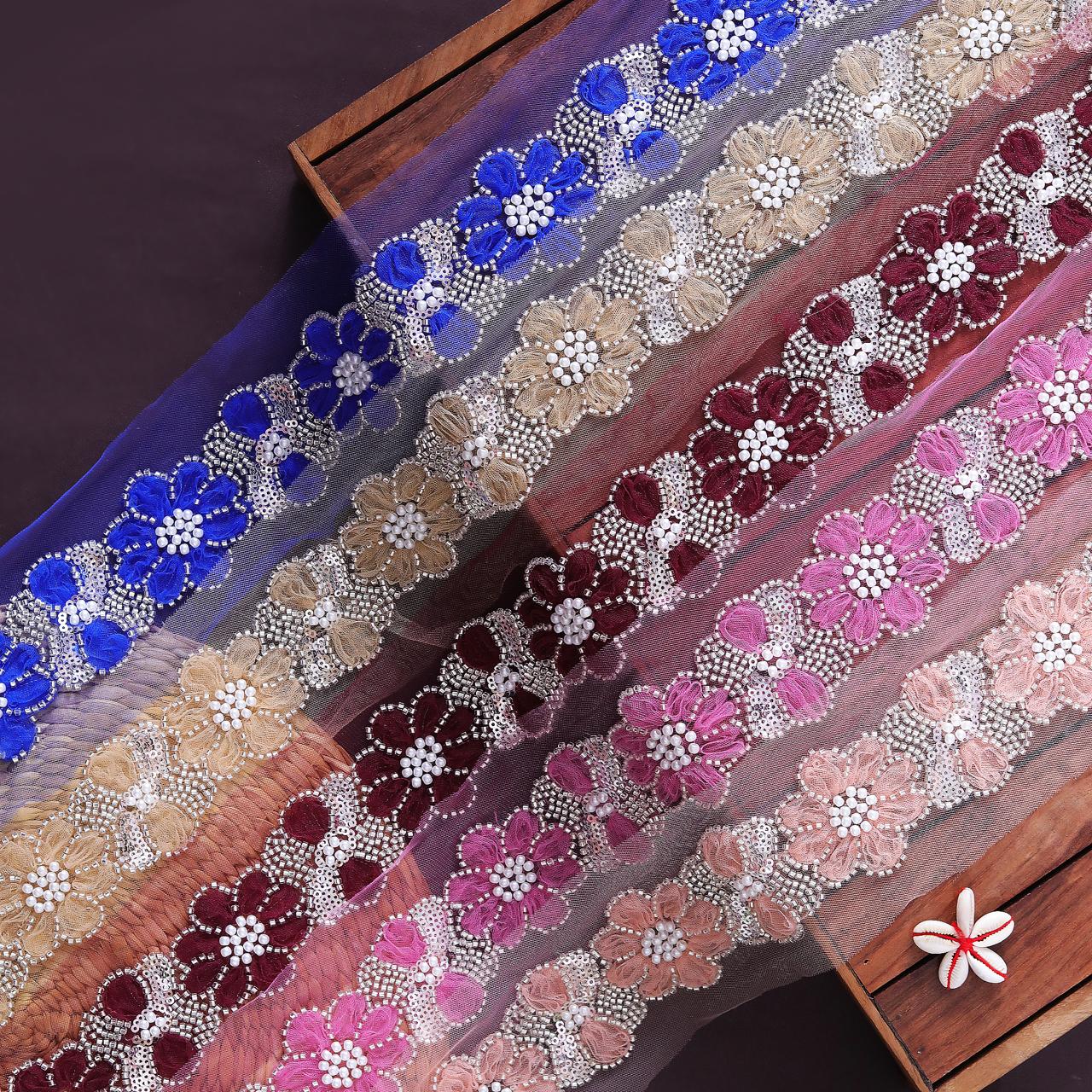Net Lace with Designer Flower Detailing