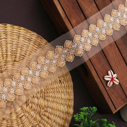 Net Lace with Braided Embroidery Design