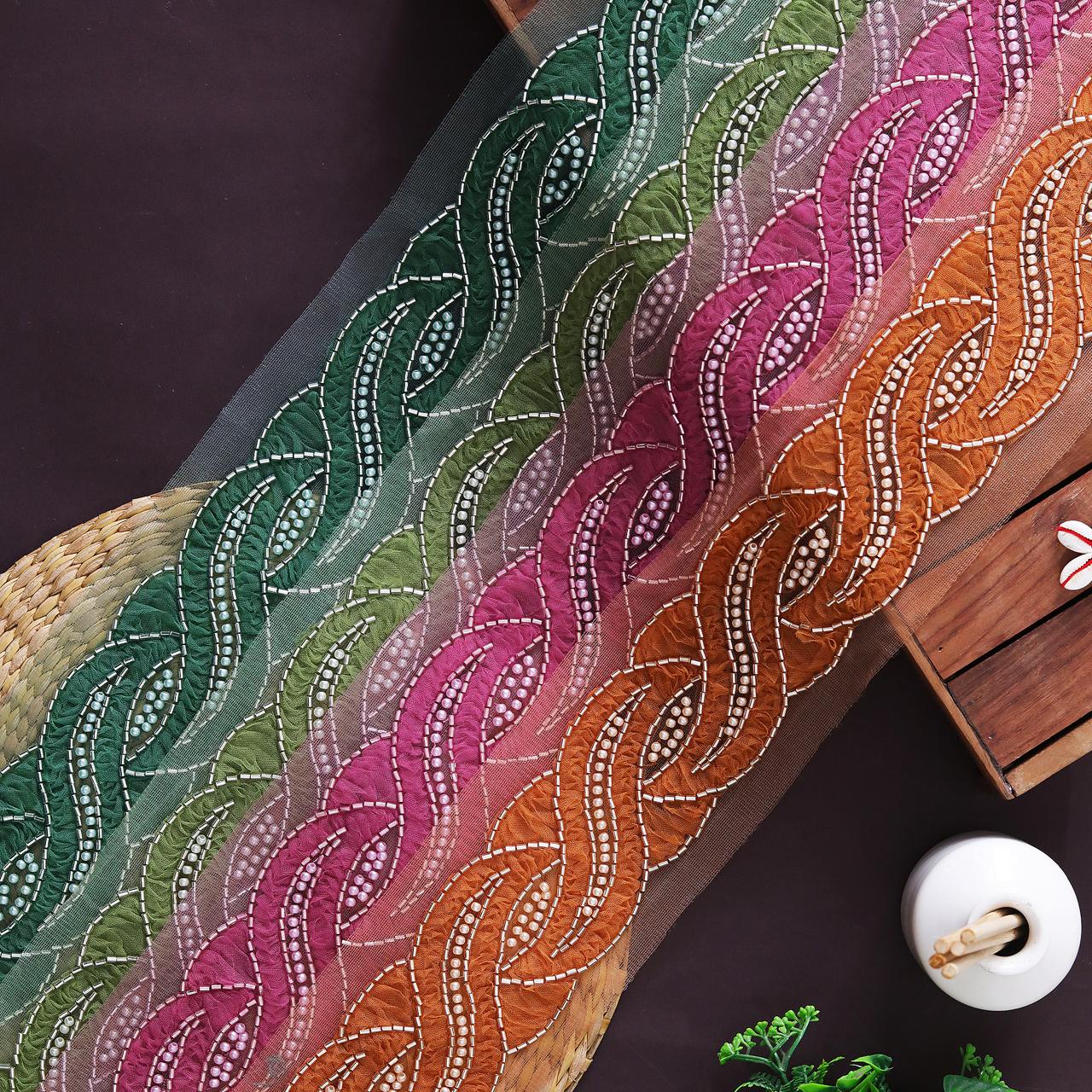 Premium Net Lace with Curved Embroidery