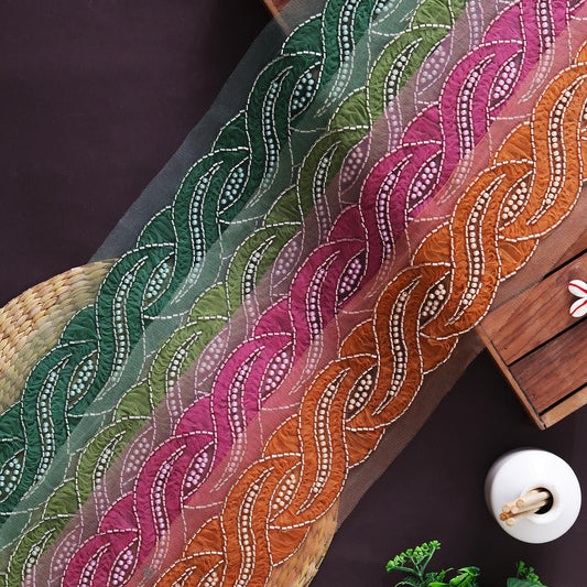 Premium Net Lace with Curved Embroidery