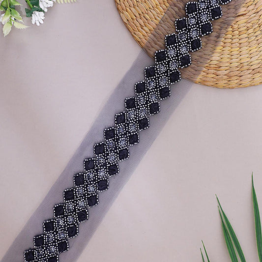 Net Lace with Braided Embroidery Design