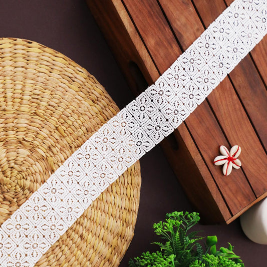 Delicate Organza Lace with Box Cut Embroidery