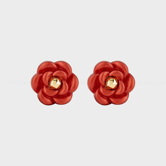 Red Flower Button (Pack of 10 Pcs)