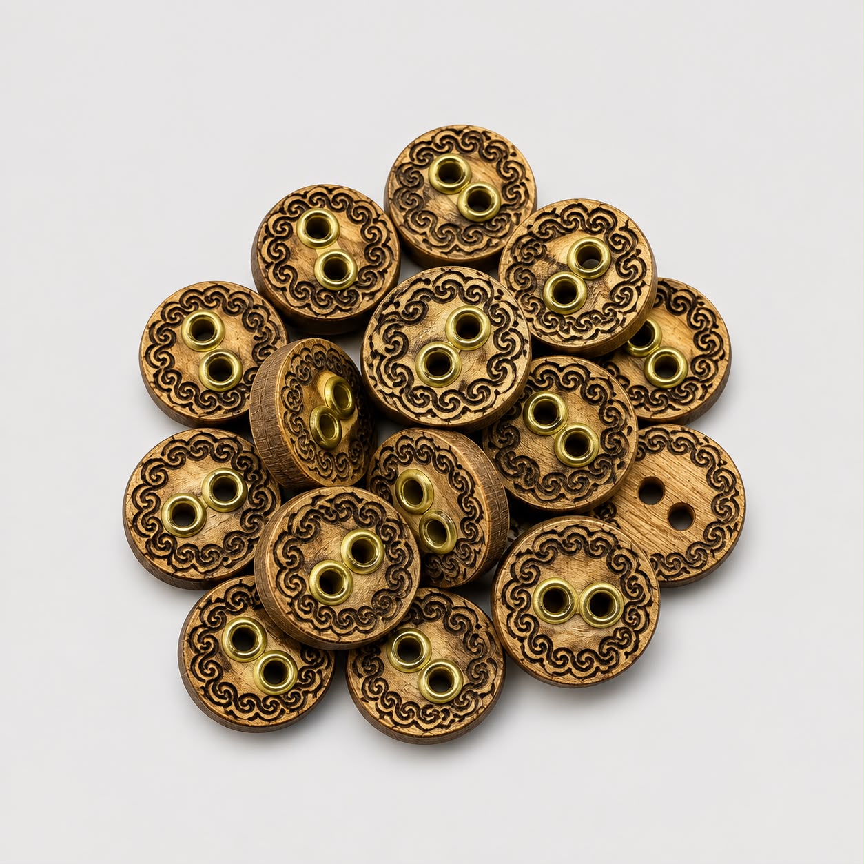 Handcrafted Wooden Eyelet Hole Buttons