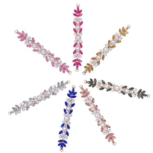 Color Rhinestone Pearl Covered Metal Buckle