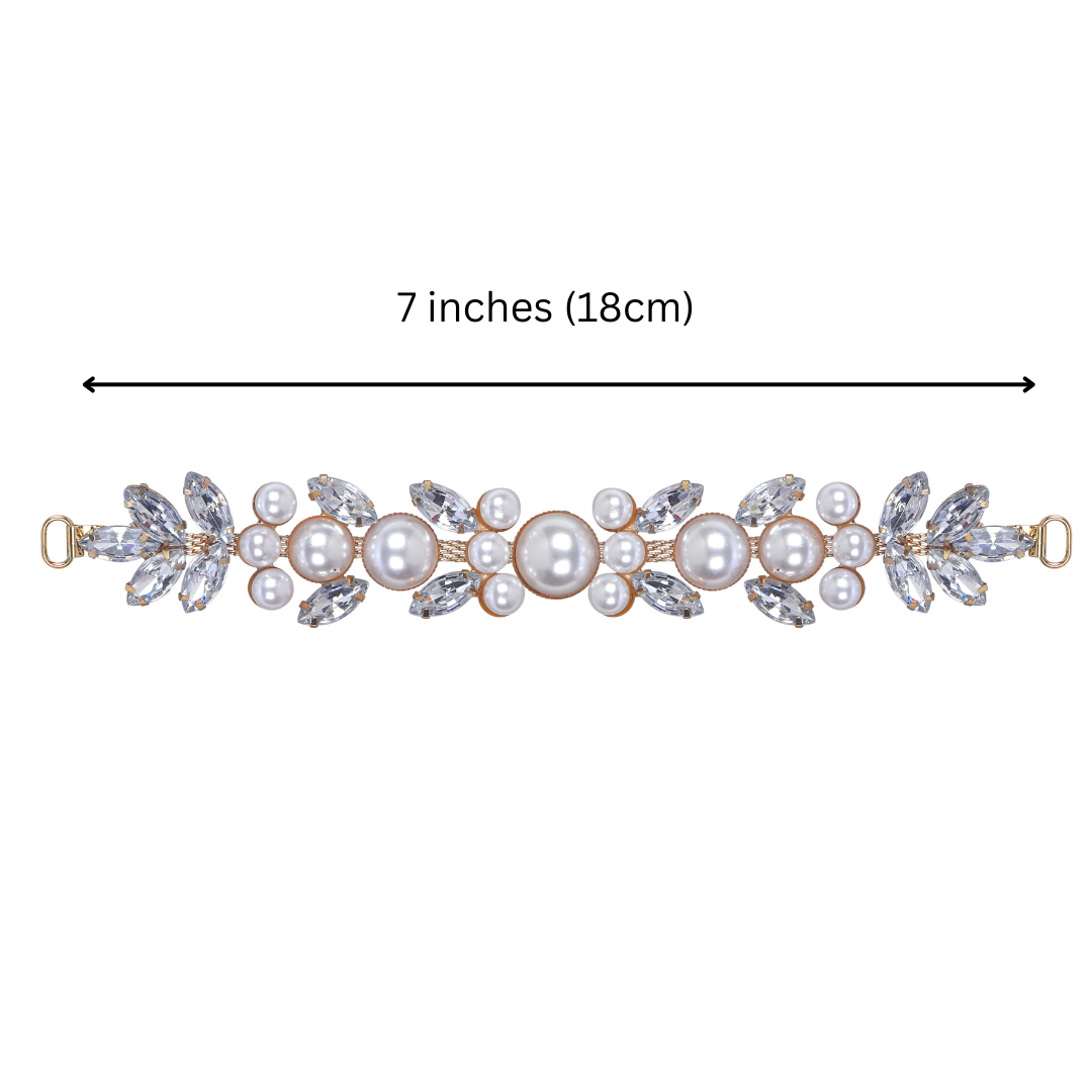 Color Rhinestone Pearl Covered Metal Buckle